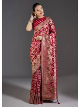 KALKI FASHION - Rani Pink Khaddi Georgette Saree