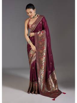 KALKI FASHION - Wine Dola Silk Saree
