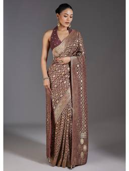 KALKI FASHION - Onion Pink Khaddi Georgette Bandhani Saree