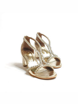 THE ALTER - Angela Gold Embellished Block Heels