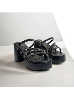 THE ALTER - Norah Black Embellished Platform Block Heels