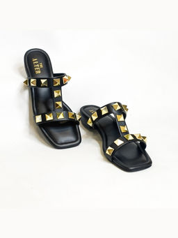 THE ALTER - Asher Studded Black Open Toe Flats