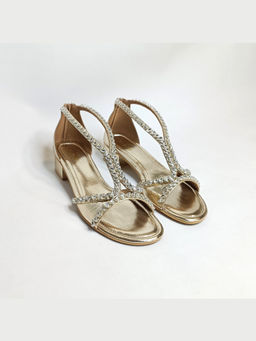 THE ALTER - Angela Gold Embellished Block Heels