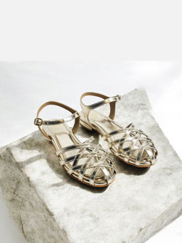 THE ALTER - Zoey Gold Cutwork Round Toe Mules