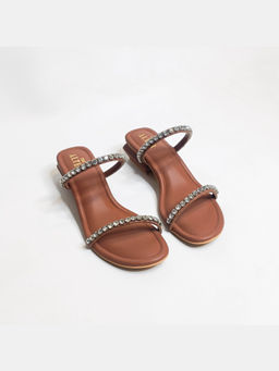 THE ALTER - Mysha Tan Embellished Block Heels