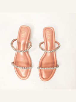 THE ALTER - Mysha Peach Embellished Block Heels