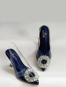 THE ALTER - Layla Blue Embellished Pyramid Heels