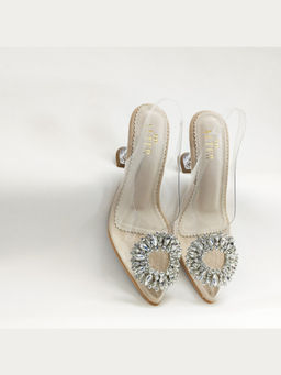 THE ALTER - Layla Beige Embellished Pyramid Heels