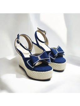 THE ALTER - Denim Blue Bow Wedge Heels
