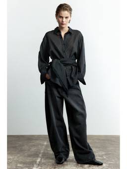 H&M - Women Black Barrel Regular Waist Jeans