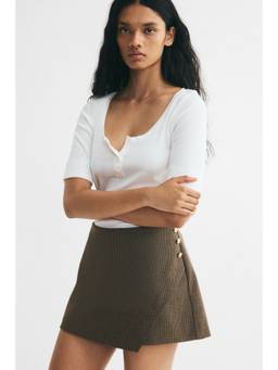 H&M - Women Brown Button-Detail Wrap Skort