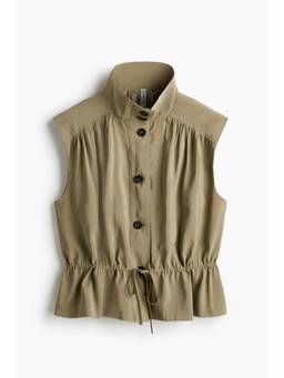 H&M - Women Green Drawstring-Detail Trench-Look Blouse