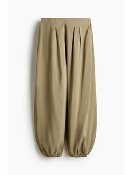 H&M - Women Beige Pleat-Detail Balloon Joggers