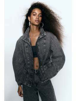 H&M - Women Grey Denim Peplum Shirt