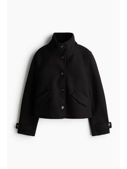 H&M - Women Black Short Funnel-Collar Jacket