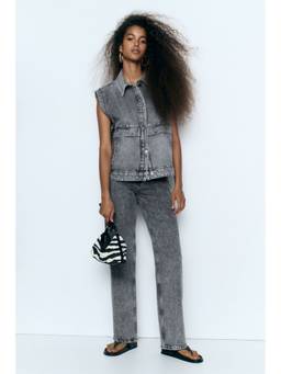 H&M - Women Grey Oversized Denim Gilet