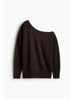 H&M - Women Brown Fine-Knit One-Shoulder Jumper