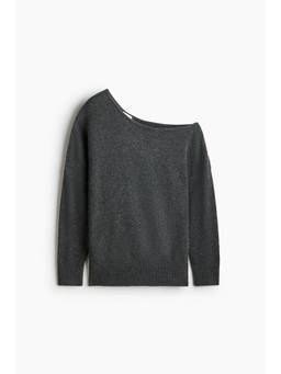 H&M - Women Grey Fine-Knit One-Shoulder Jumper