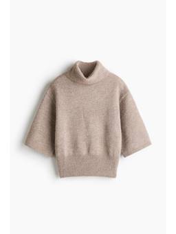 H&M - Women Beige Short-Sleeved Turtleneck Jumper