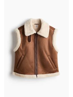 H&M - Women Brown Teddy-Lined Gilet
