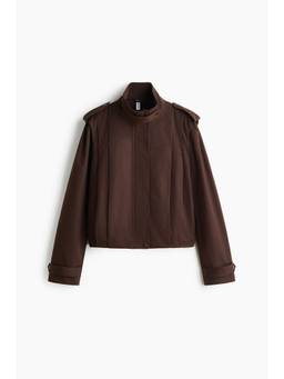 H&M - Women Brown Oversized Pleated Jacket