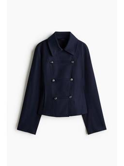H&M - Women Navy Blue Double-Breasted Twill Jacket