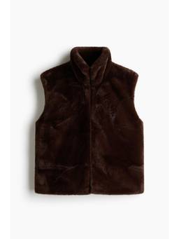 H&M - Women Brown Fluffy Funnel-Collar Gilet