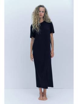 H&M - Women Black Fine-Knit T-Shirt Dress