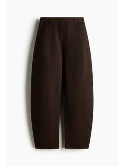 H&M - Women Brown Cotton Barrel Trousers