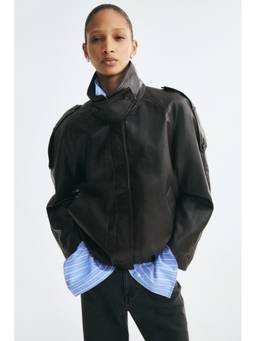 H&M - Women Brown Oversized Coated Jacket