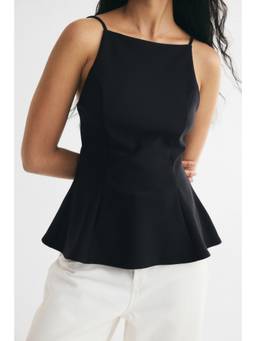 H&M - Women Black Sleeveless Peplum Top