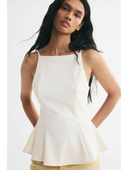 H&M - Women White Sleeveless Peplum Top