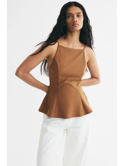 H&M - Women Brown Sleeveless Peplum Top