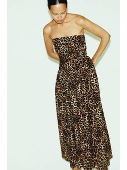 H&M - Women Brown Pleated Bandeau Dress
