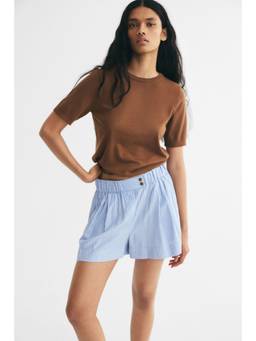 H&M - Women Brown Short-Sleeved Fine-Knit Top
