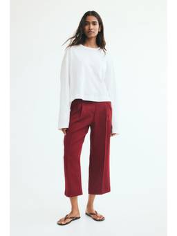 H&M - Women Red Ankle-Length Tailored Trousers