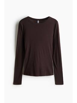 H&M - Women Brown Fitted Long-Sleeved Top