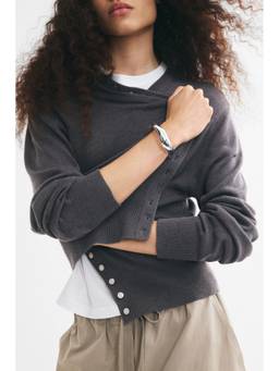 H&M - Women Grey Fine-Knit Cardigan