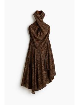 H&M - Women Brown Asymmetric Halterneck Dress