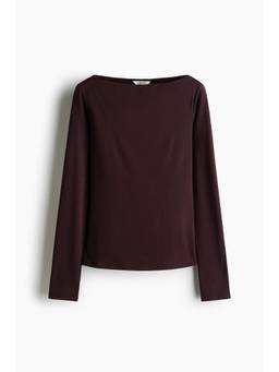 H&M - Women Maroon Fitted Boat-Neck Top
