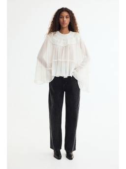 H&M - Women White Ruffled Viscose Blouse