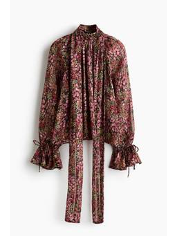 H&M - Women Pink Tie-Detail Chiffon Blouse