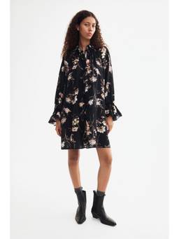 H&M - Women Black Tie-Belt Tunic Dress