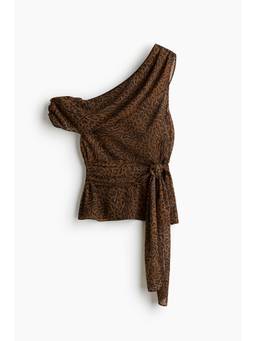 H&M - Women Brown One-Shoulder Chiffon Top