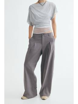 H&M - Women Grey Wide Tailored Trousers