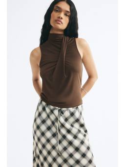 H&M - Women Brown Draped Jersey Top