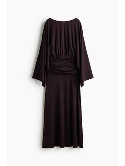 H&M - Women Purple Draped Batwing-Sleeved Dress