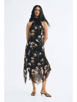 H&M - Women Black Chiffon Handkerchief Dress