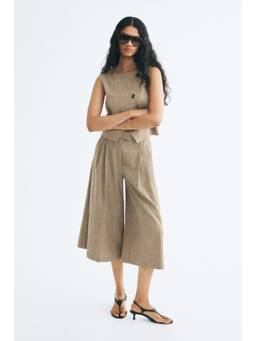 H&M - Women Beige Wide Tailored Culottes