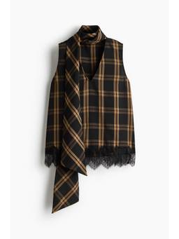 H&M - Women Black Scarf-Collar Top